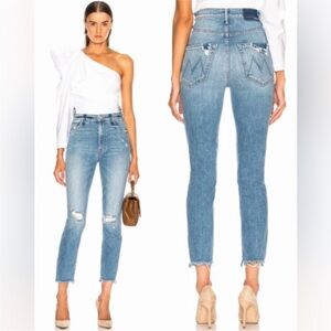 MOTHER SUPERIOR Dazzler Shift Chew Jeans Misbeliever Wash Straight Spring Sz 24